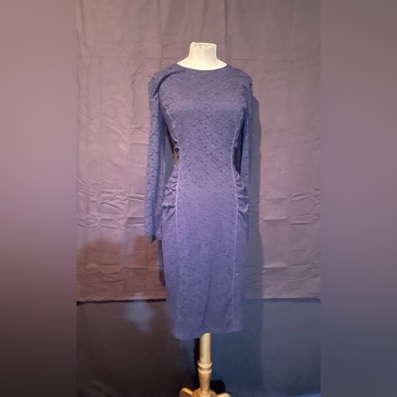 Vince Camuto 10 Navy Blue Lace Dress Long Sleeves NWT - Picture 1 of 6